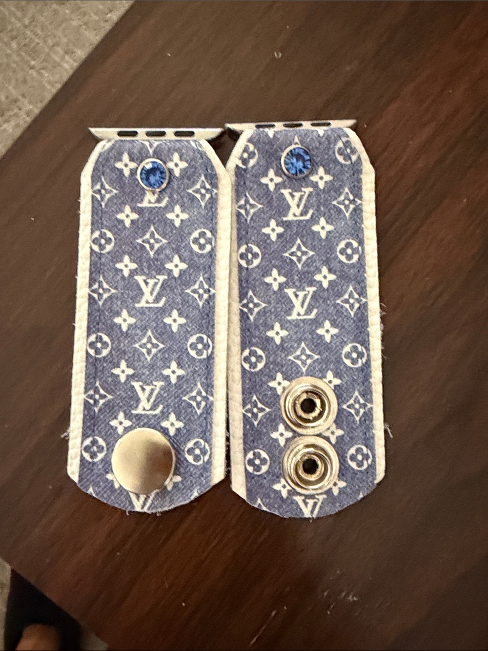 Designer inspired Blue denim monogram Apple Watch band